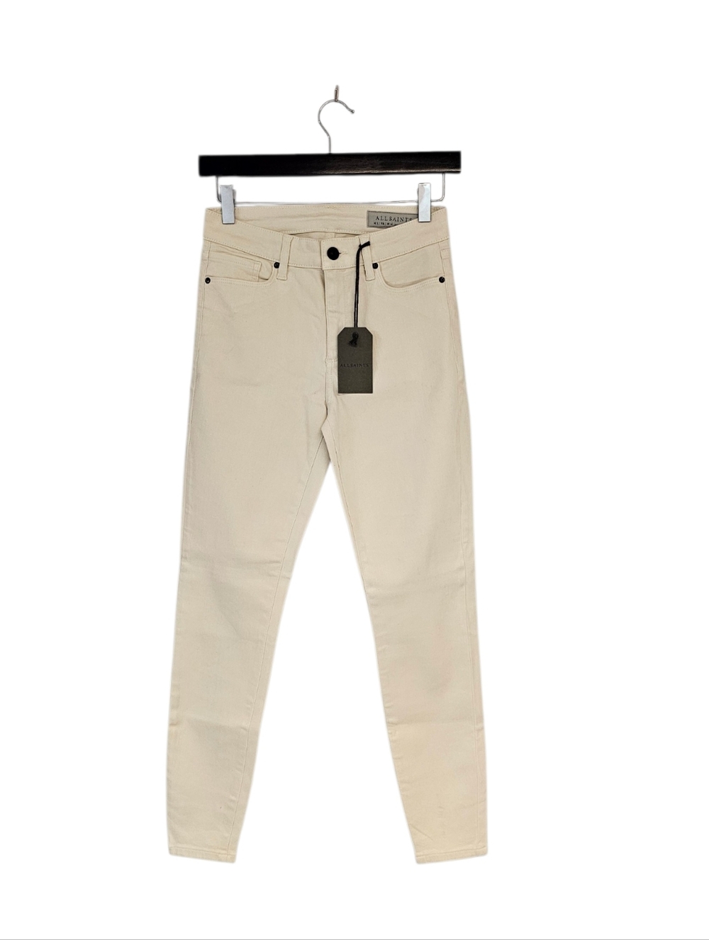 All Saints Miller High Rise Coated Ivory White‎ Skinny Jeans 26 NWT